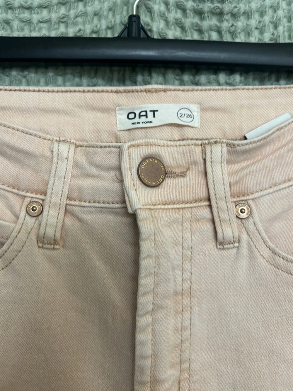 Oat New York Pale Pink/Orange Beige Wide-Leg Jeans - Picture 2 of 5